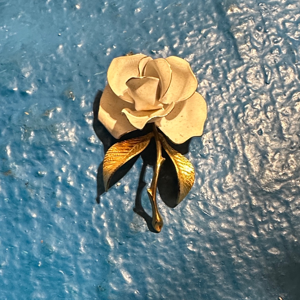 Vtg Cerrito Enamel Rose Brooch